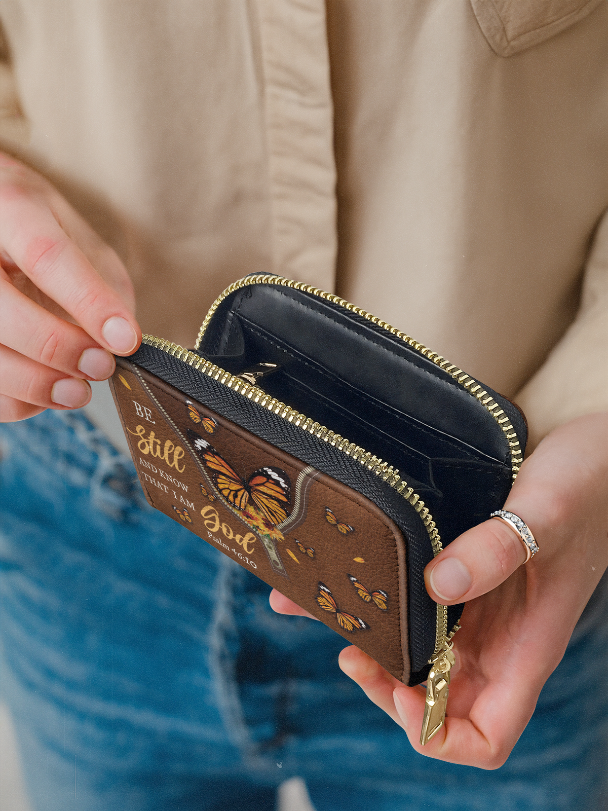 Serene Psalm 46:10 Christian Mini Wallet