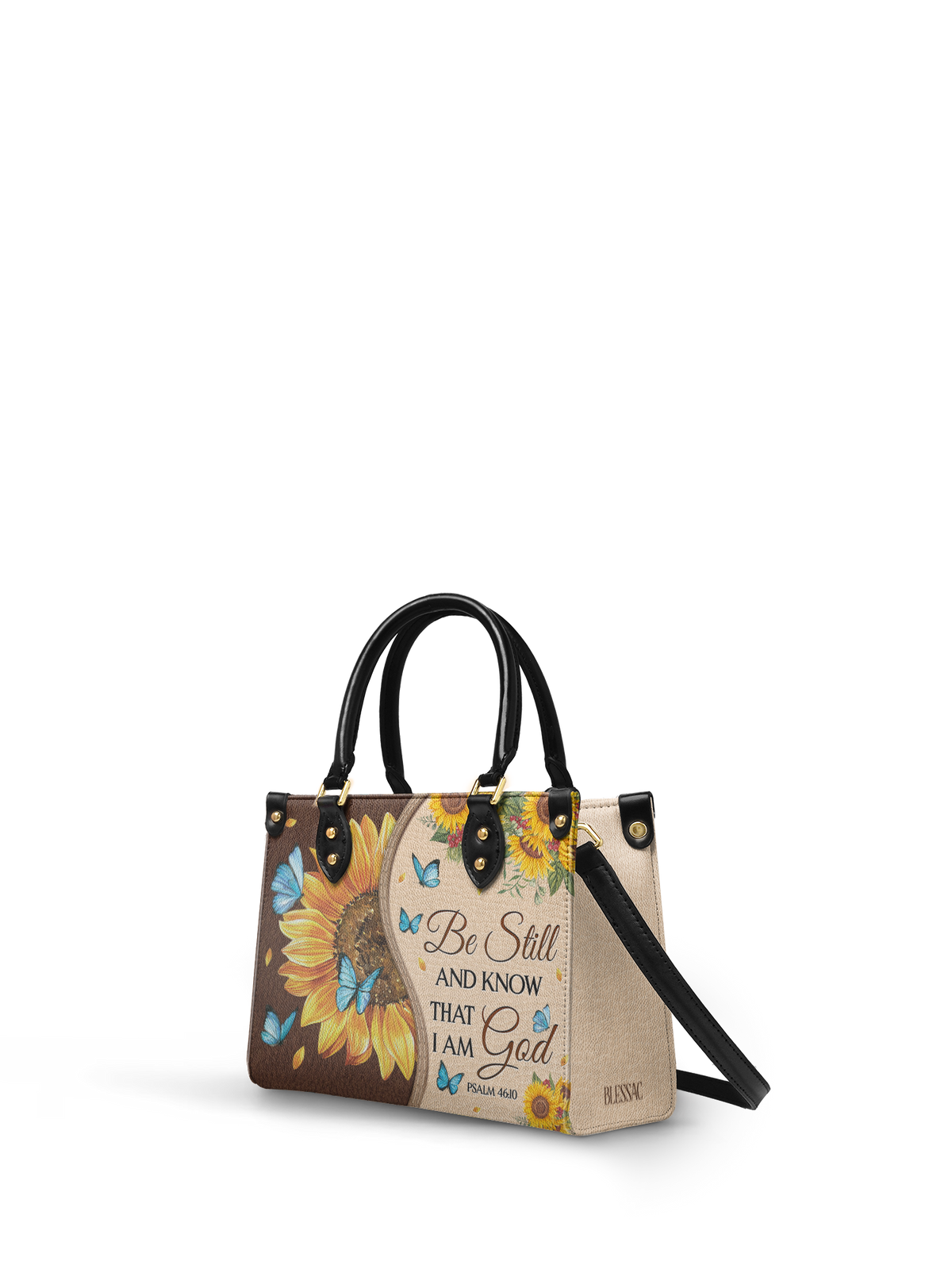 Presence Psalm 46:10 Small Leather Handbag