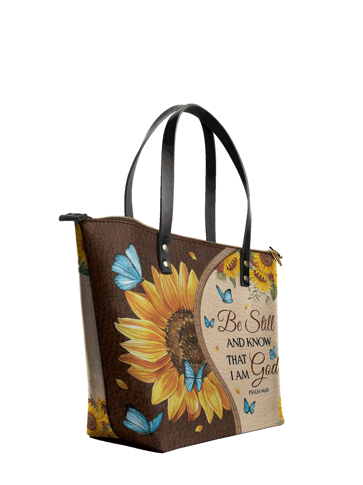 Presence Psalm 46:10 Leather Tote Bag