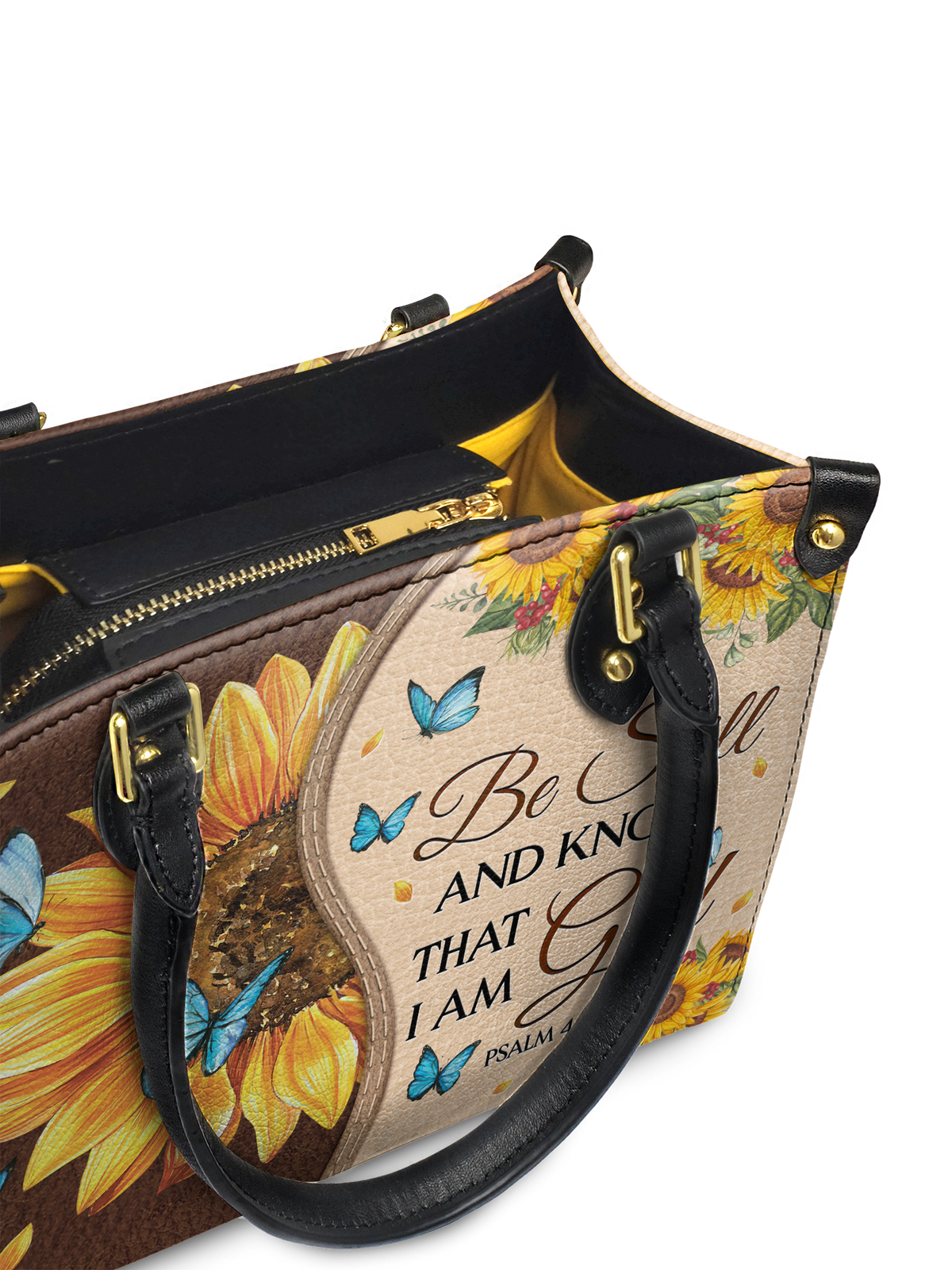 Presence Psalm 46:10 Small Leather Handbag