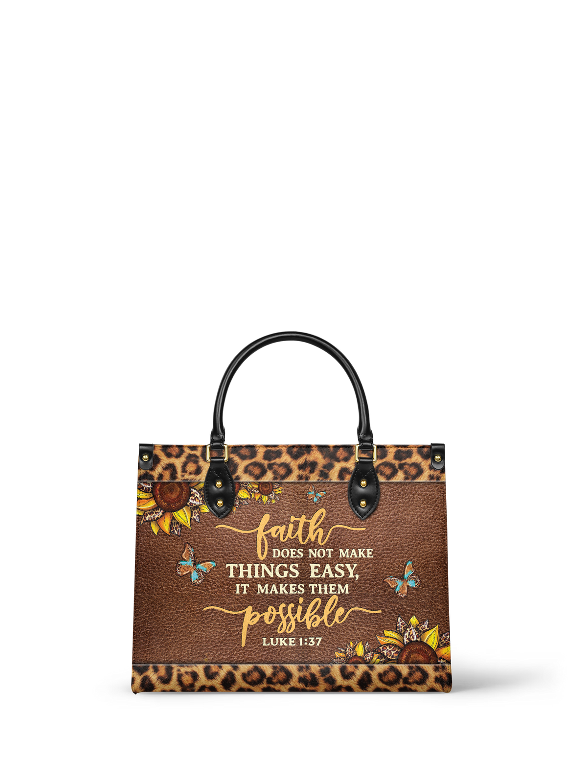 Luke 1:37 Bible Verse Leather Handbag