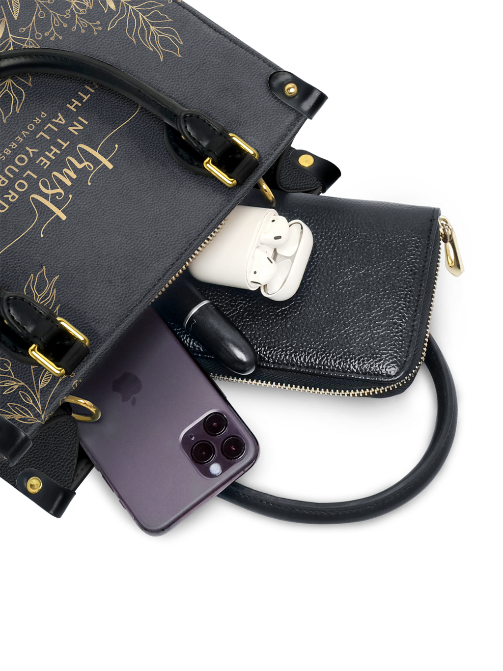 Trust Proverbs 3:5 Small Leather Handbag