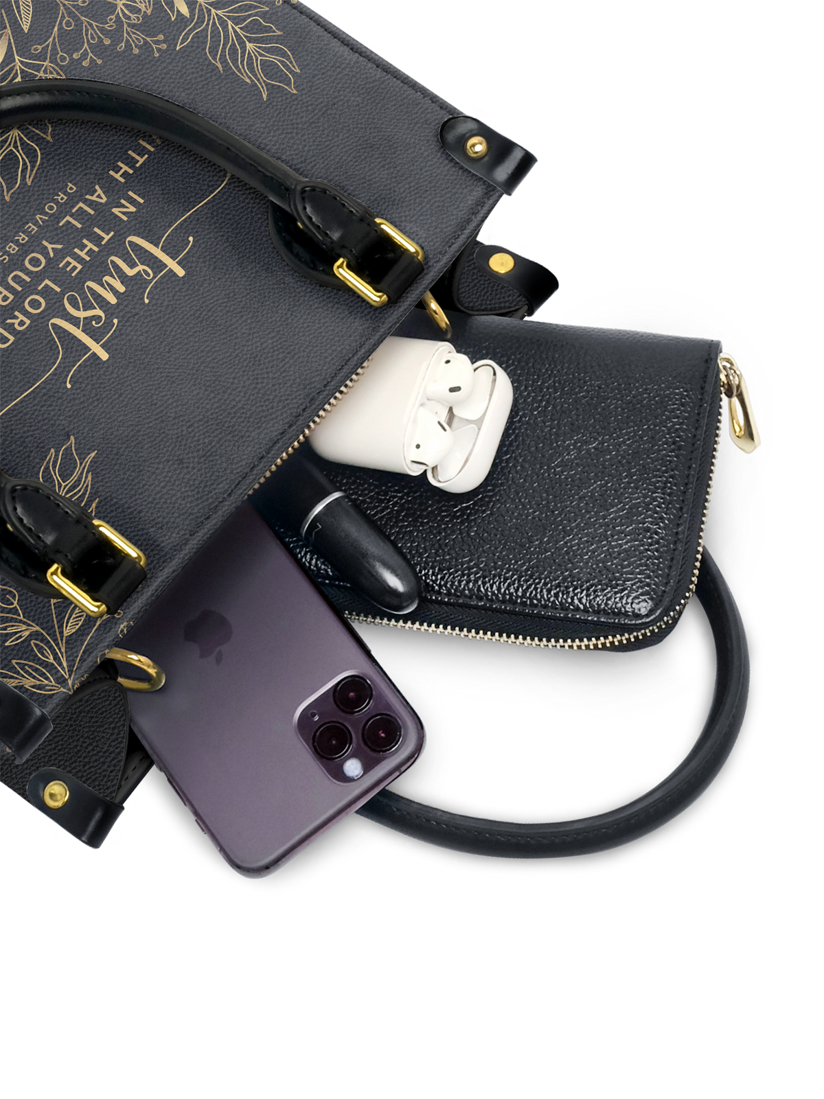 Trust Proverbs 3:5 Small Leather Handbag