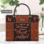 Philippians 4:13 Butterfly Leather Handbag