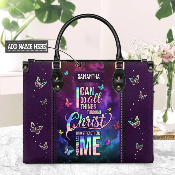 Philippians 4:13 Custom Leather Handbag & Wallet