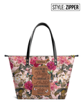 Philippians 4:13 Floral Leather Tote Bag