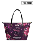 Personalized Philippians 4:13 Leather Tote Bag