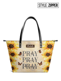 Pray On It Pray Over It Leather Tote Bag