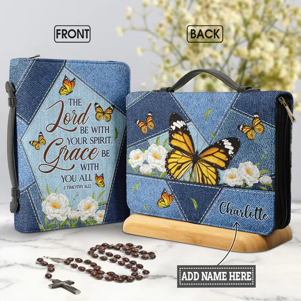 Personalized Butterfly Bible Cover - 2 Timothy 4:22