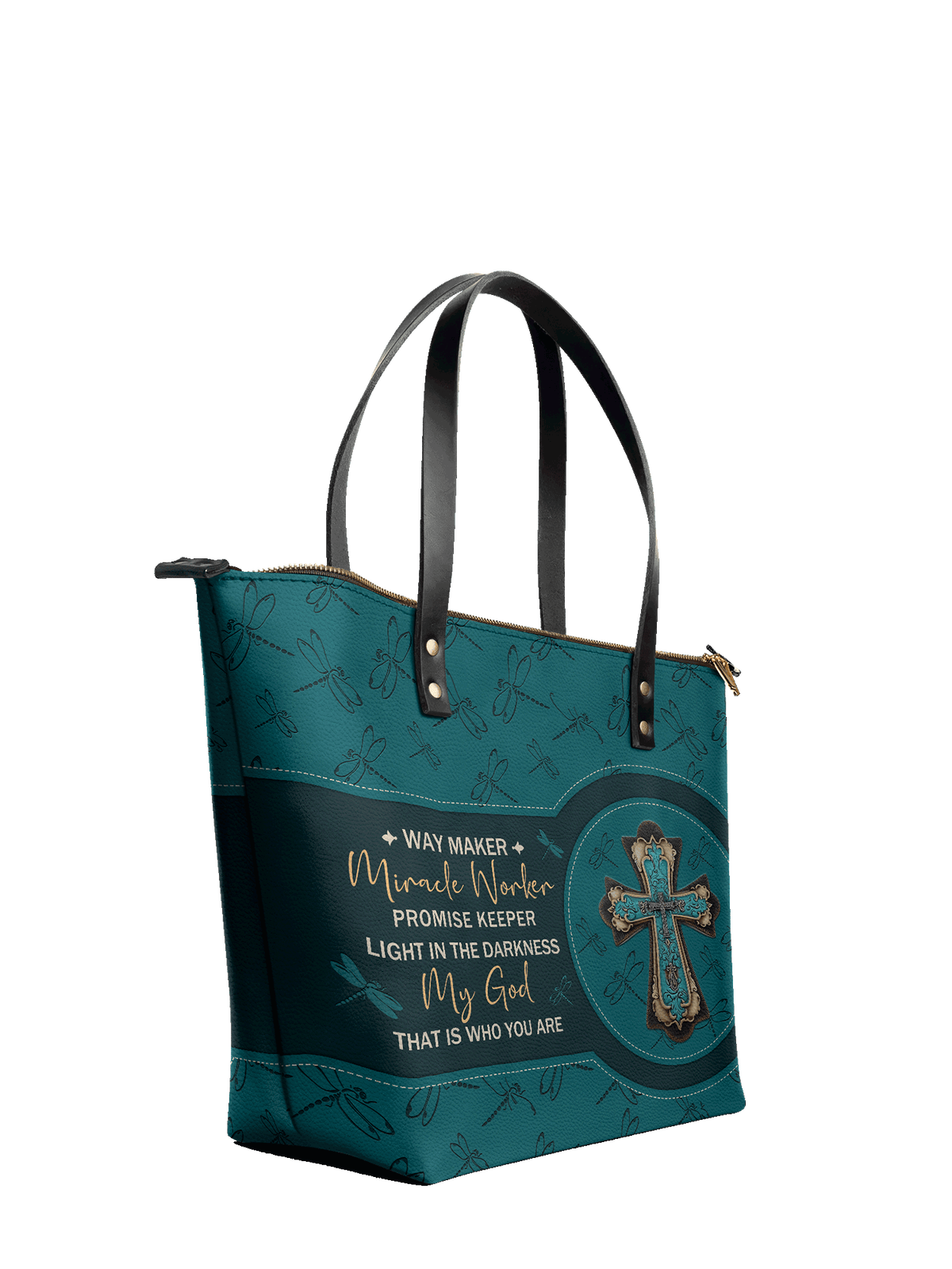 Coastal Lighthouse Leather Tote Bag