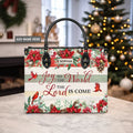 Personalized Joy to the World Leather Handbag
