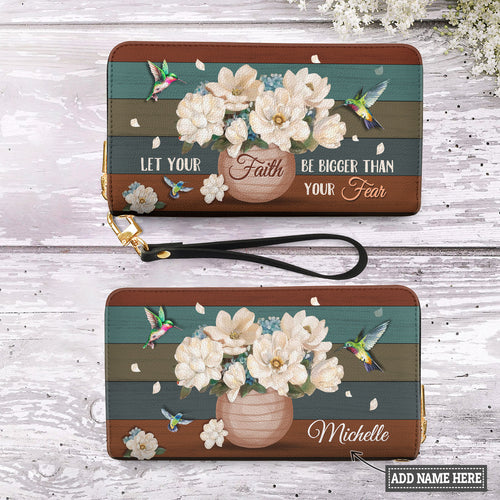 Faith Over Fear Hummingbird Leather Wallet