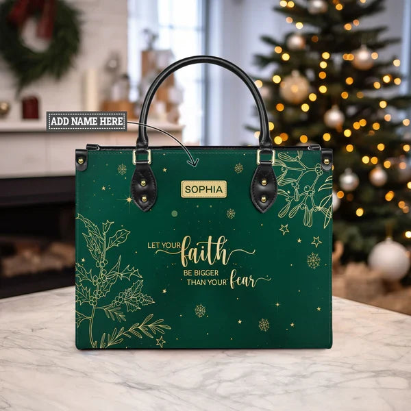 Faith Bigger Than Fear Custom Leather Handbag