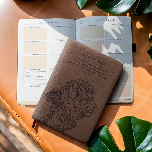 Faithful 1 Timothy 6:11 Leather Prayer Journal
