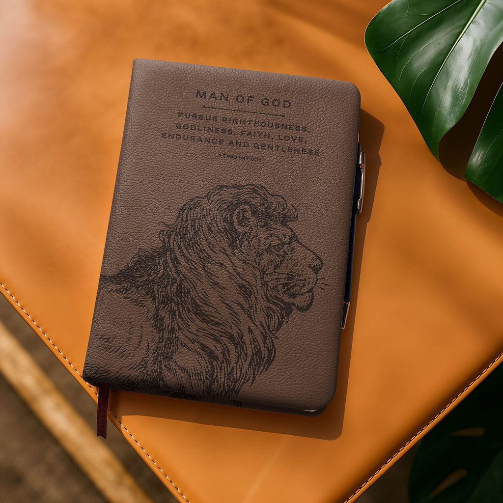 Faithful 1 Timothy 6:11 Leather Prayer Journal