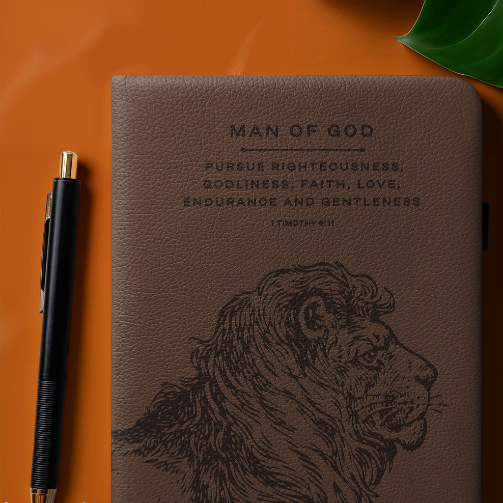 Faithful 1 Timothy 6:11 Leather Prayer Journal