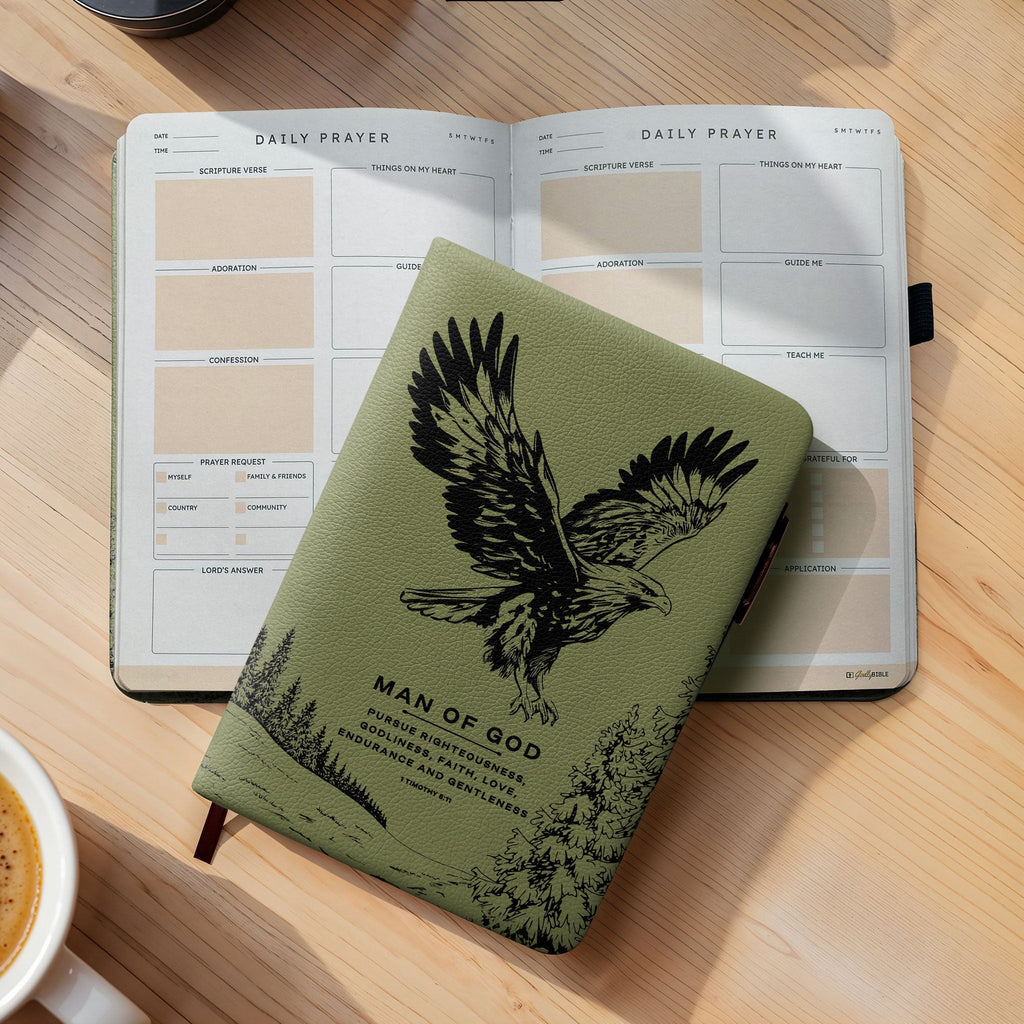 Soar 1 Timothy 6:11 Leather Prayer Journal