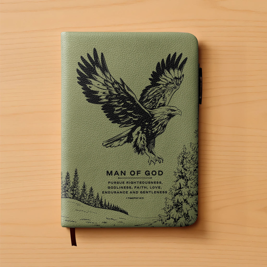Soar 1 Timothy 6:11 Leather Prayer Journal