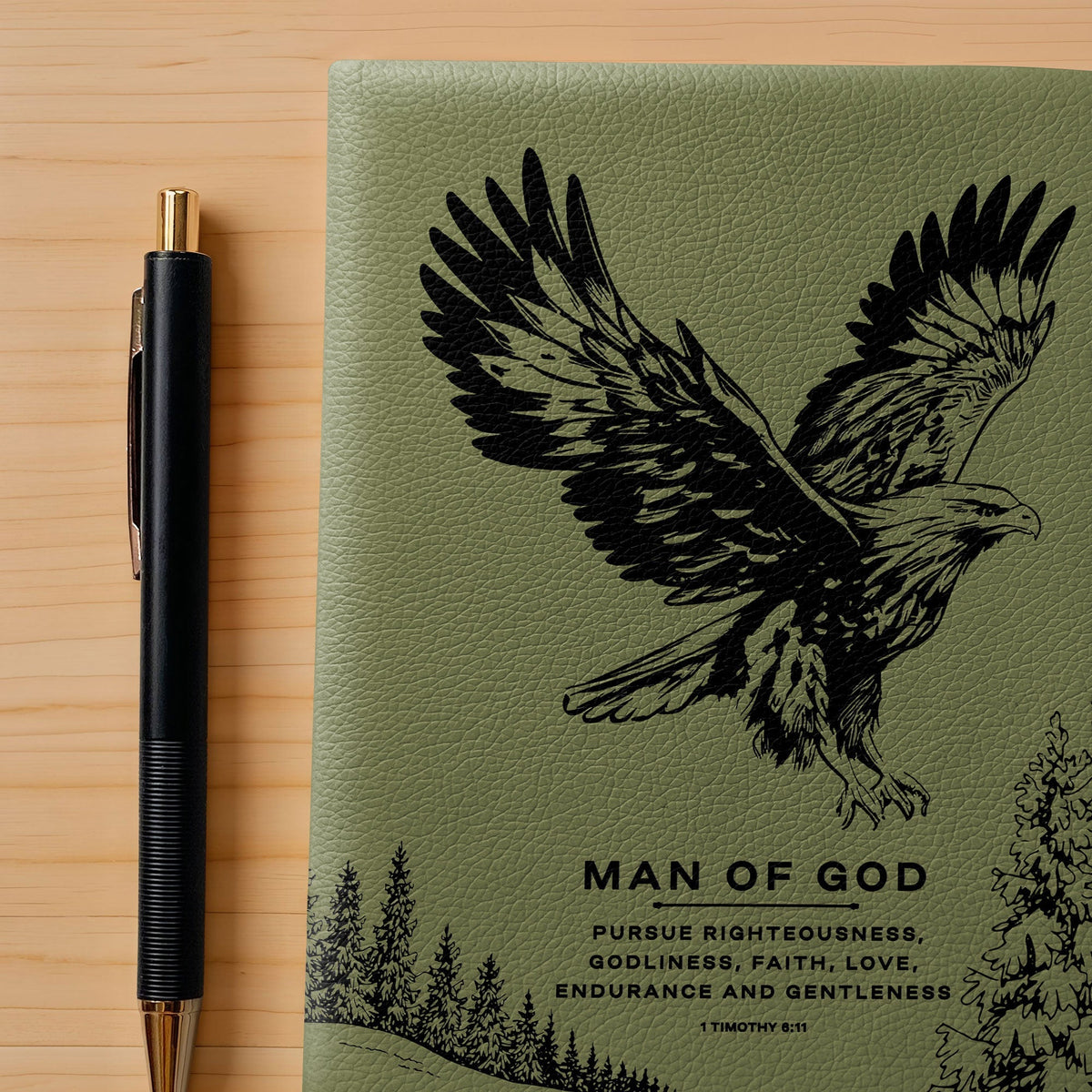 Soar 1 Timothy 6:11 Leather Prayer Journal
