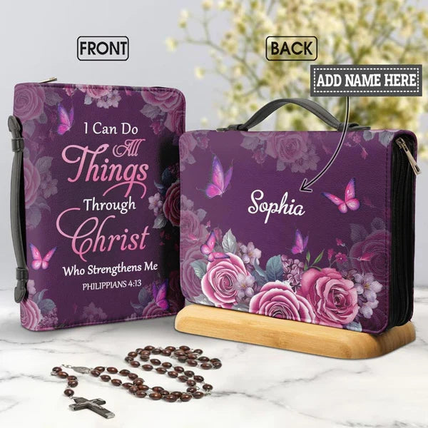 Philippians 4:13 Floral Faith Bible Cover