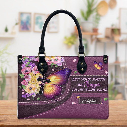 Faith Bigger Than Fear Custom Leather Handbag