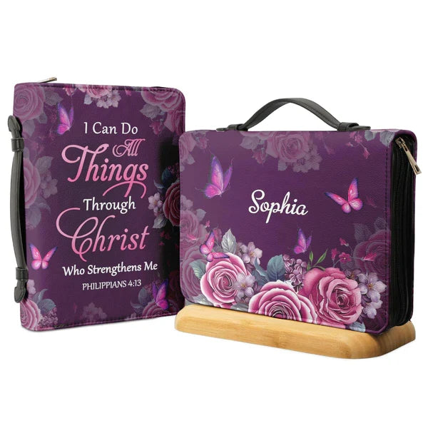 Philippians 4:13 Floral Faith Bible Cover