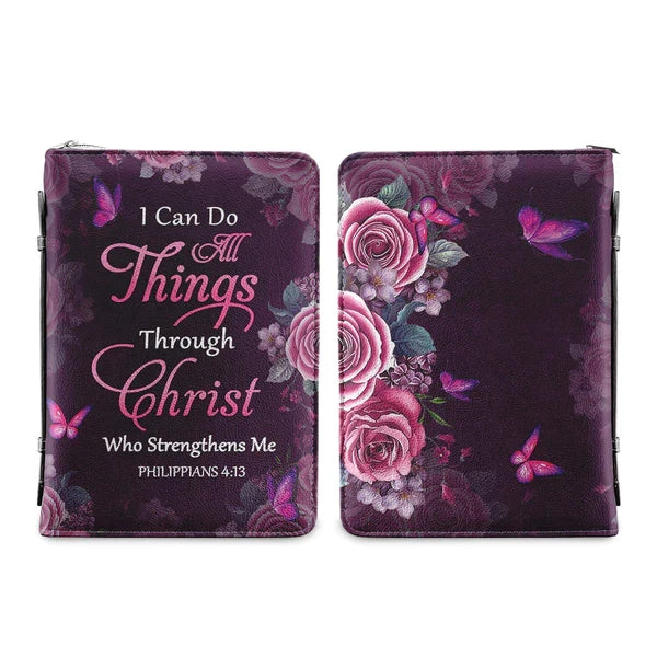 Philippians 4:13 Floral Faith Bible Cover