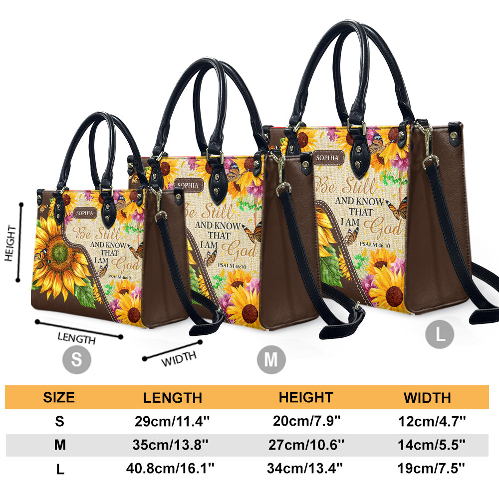 Custom Be Still And Know Leather Handbag