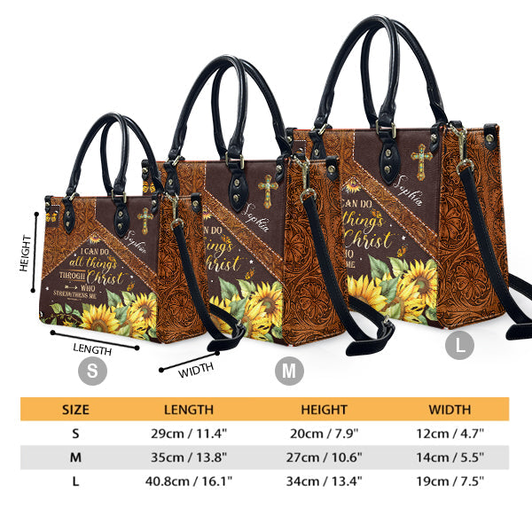 Philippians 4:13 Butterfly Leather Handbag
