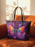 My Light Psalm 27:1 Leather Tote Bag