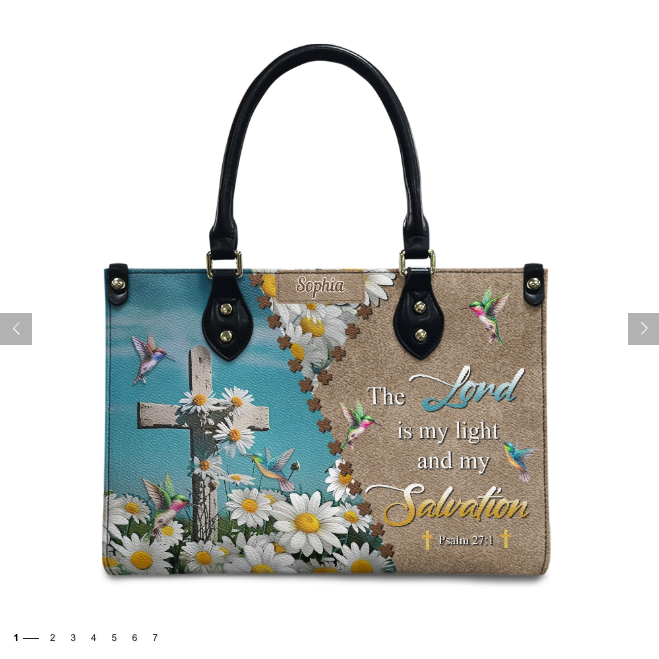 Psalm 27:1 Hummingbird Daisy Leather Bag