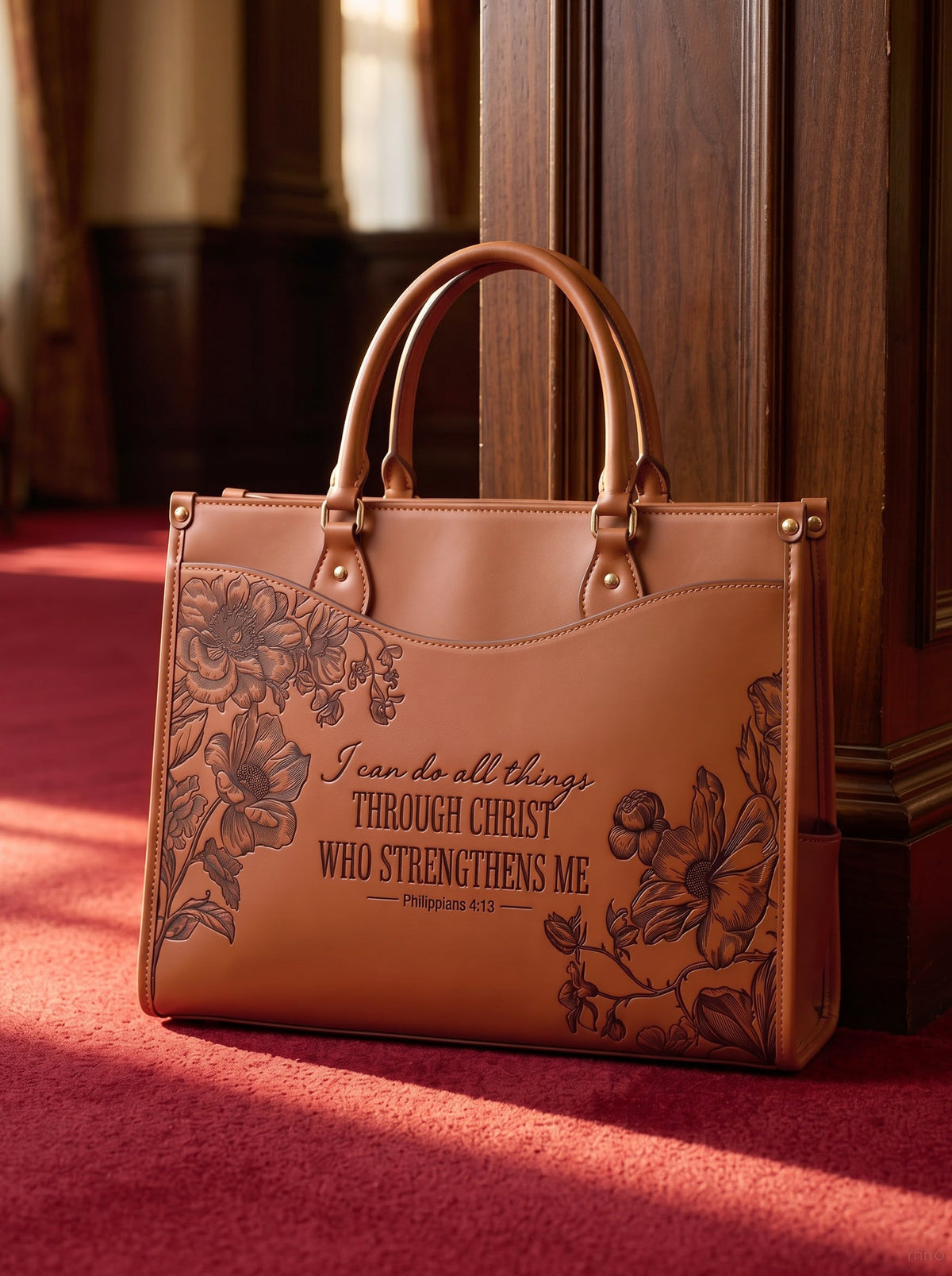"I Can Do All Things" Philippians 4:13 Leather Handbag