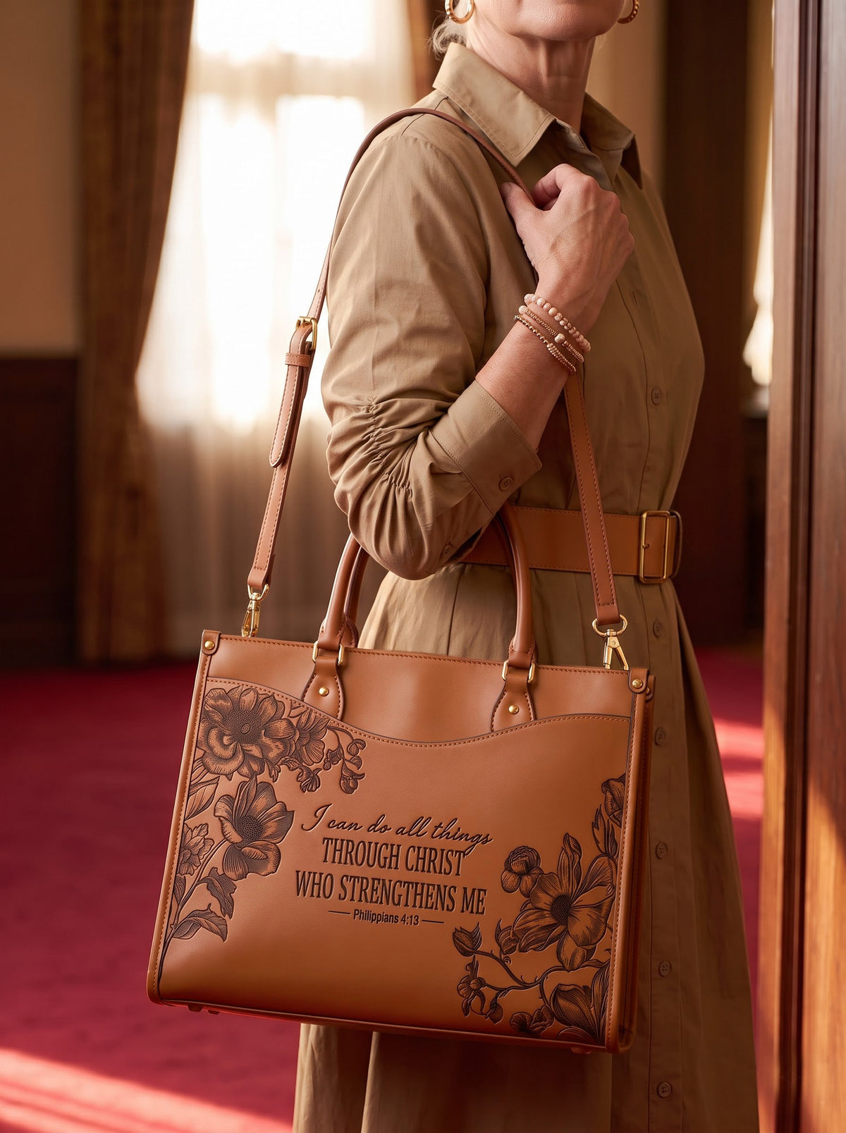 "I Can Do All Things" Philippians 4:13 Leather Handbag