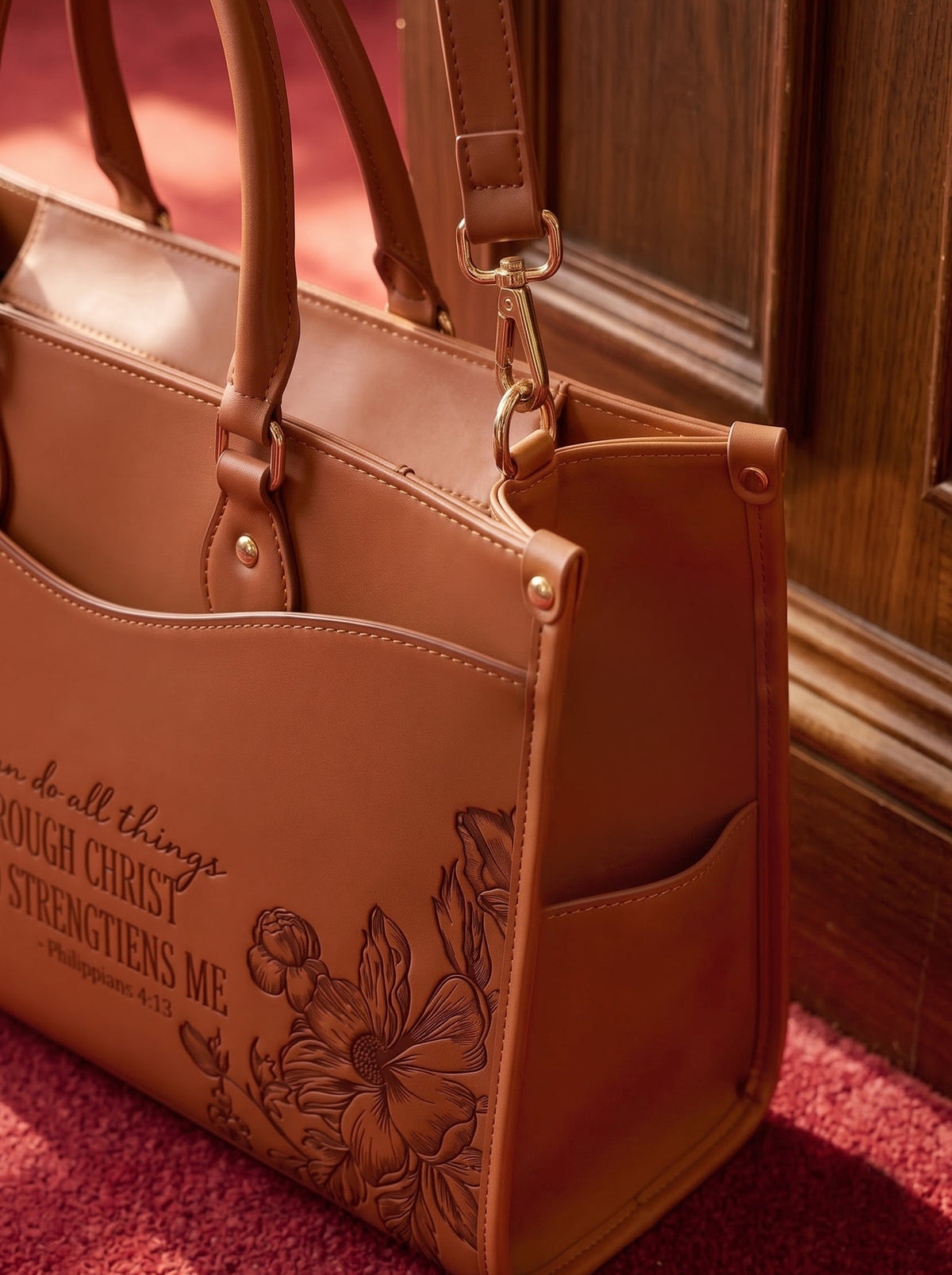 "I Can Do All Things" Philippians 4:13 Leather Handbag