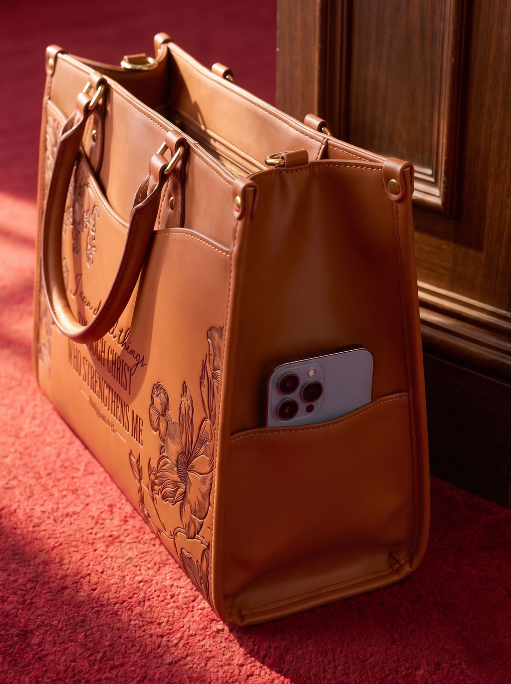 "I Can Do All Things" Philippians 4:13 Leather Handbag