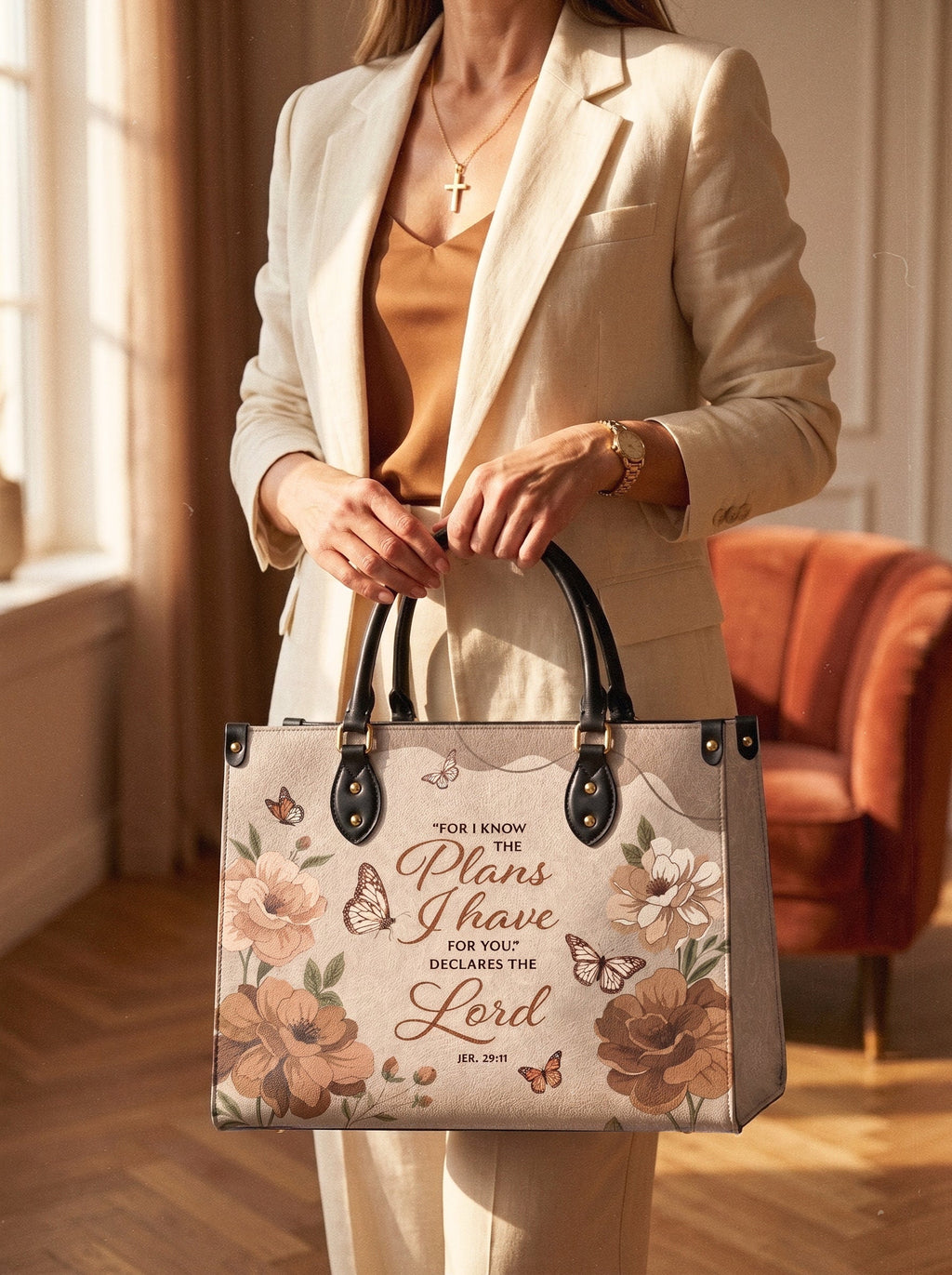 Jeremiah 29:11 Purpose Vegan Leather Handbag