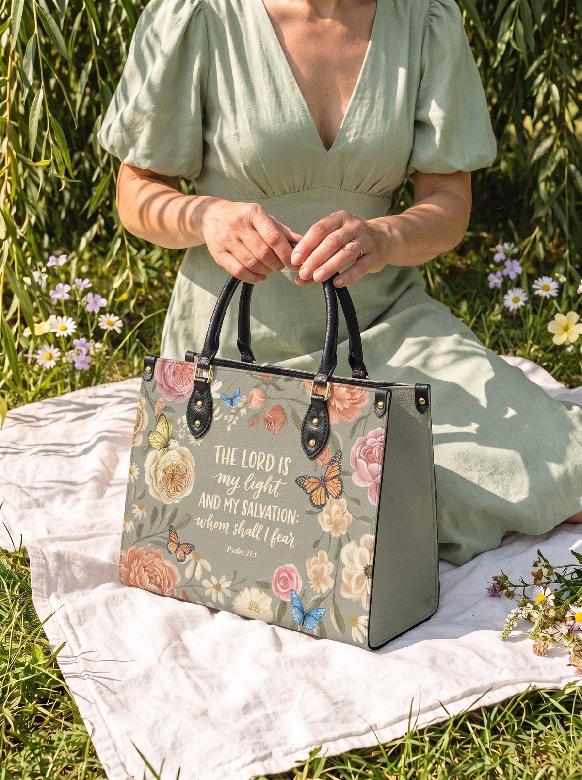 Radiance Psalm 27:1 Deluxe Vegan Leather Handbag