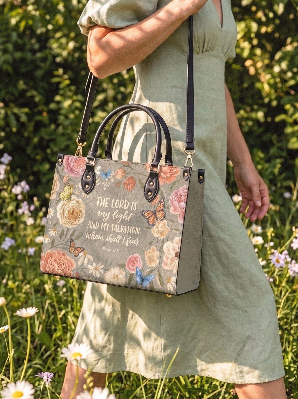 Radiance Psalm 27:1 Deluxe Vegan Leather Handbag