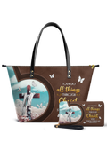 Rise Philippians 4:13 Leather Tote Bag