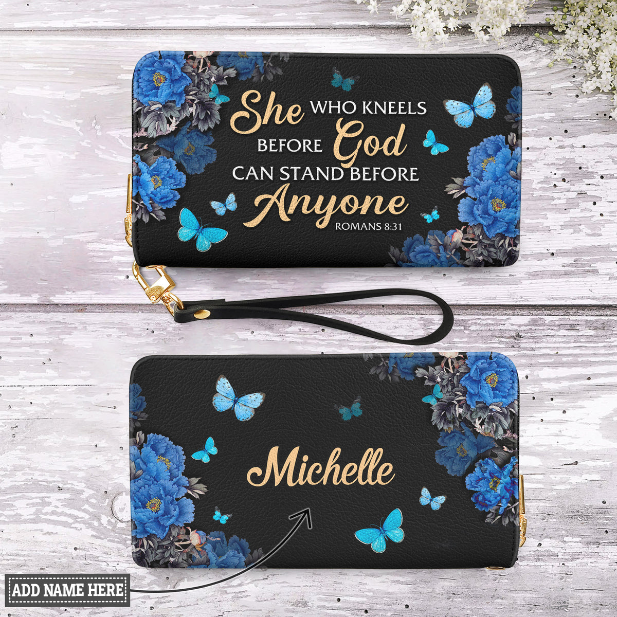 She Who Kneels Before God Leather Zip Wallet