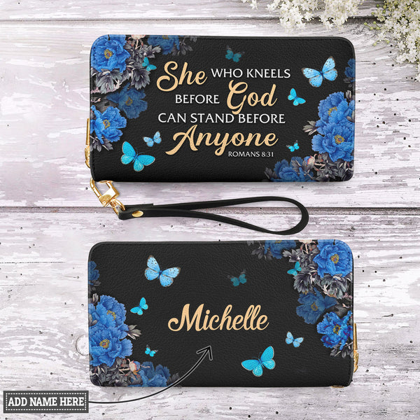 She Who Kneels Before God Leather Zip Wallet