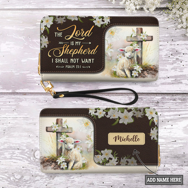 The Lord Is My Shepherd Leather Zip Around Wallet