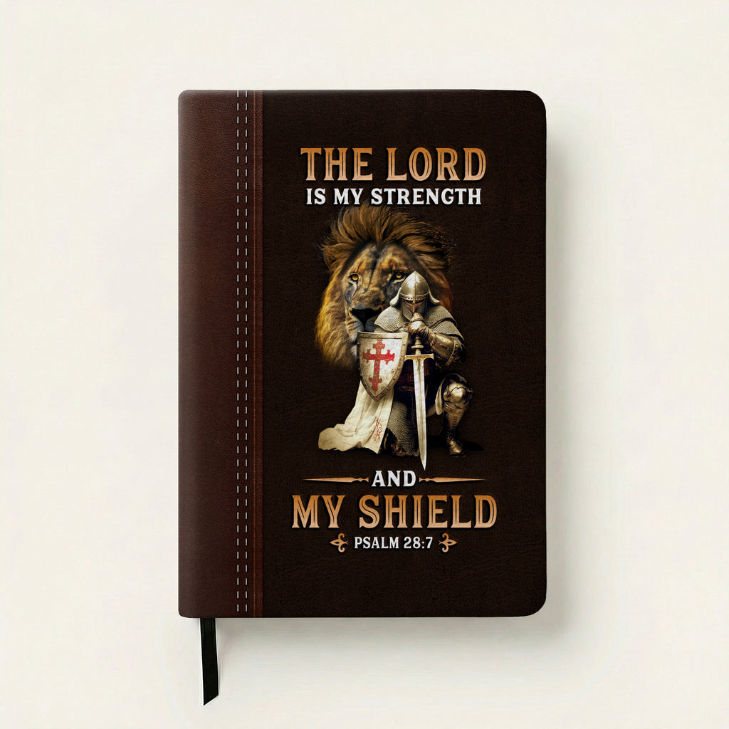 Psalm 28:7 Shield Leather Prayer Journal