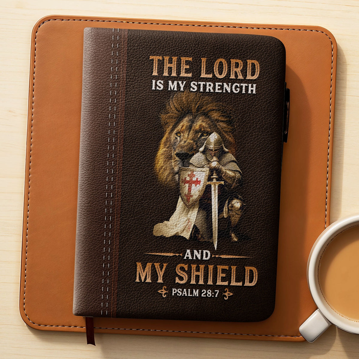 Psalm 28:7 Shield Leather Prayer Journal
