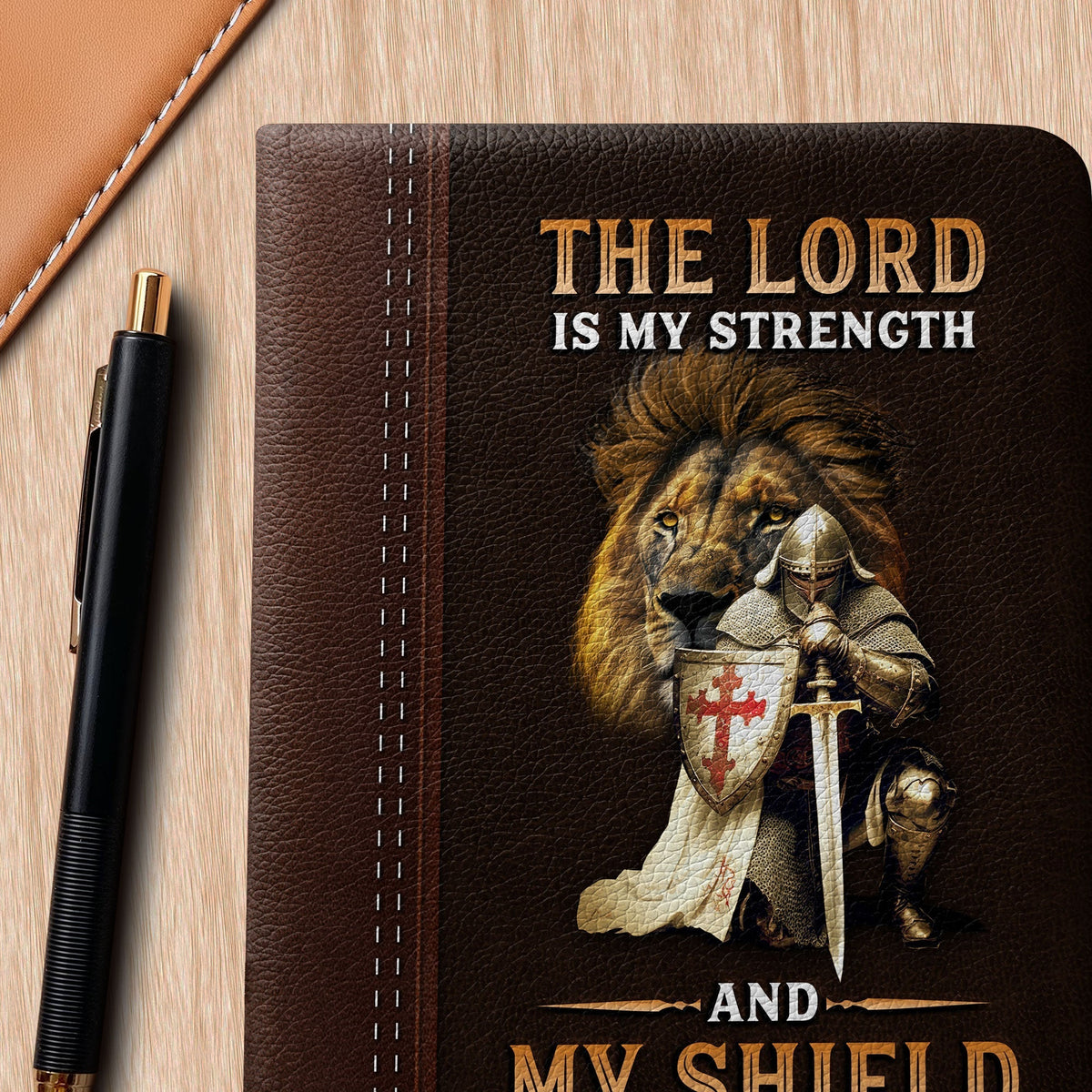 Psalm 28:7 Shield Leather Prayer Journal