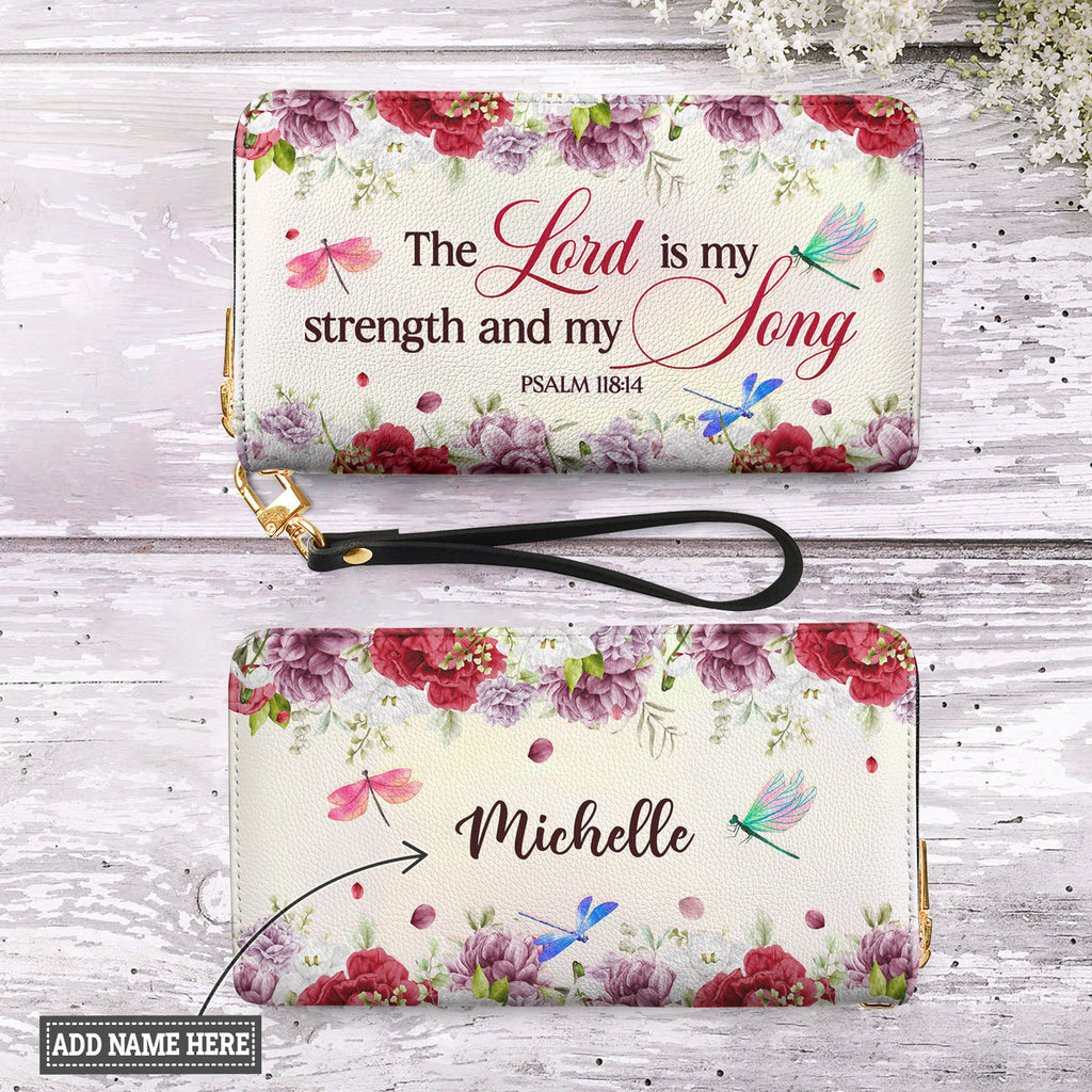 Psalm 118:14 Dragonfly Floral Leather Handbag