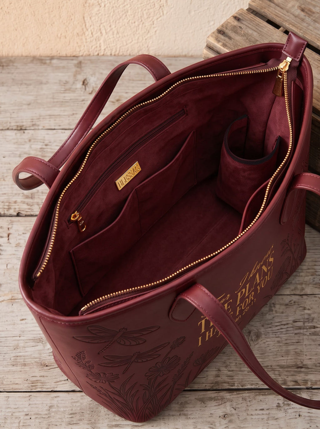 "For I Know the Plans" Jeremiah 29:11 Leather Tote Bag