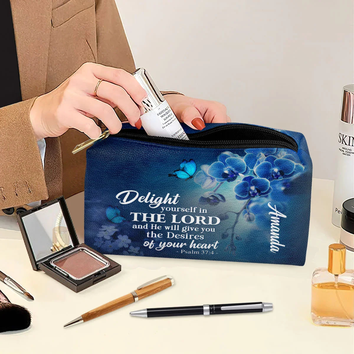 Psalm 37:4 Delight in the Lord Cosmetic Bag