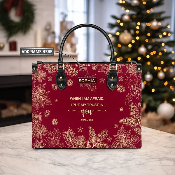 Psalm 56:3 Personalized Leather Handbag