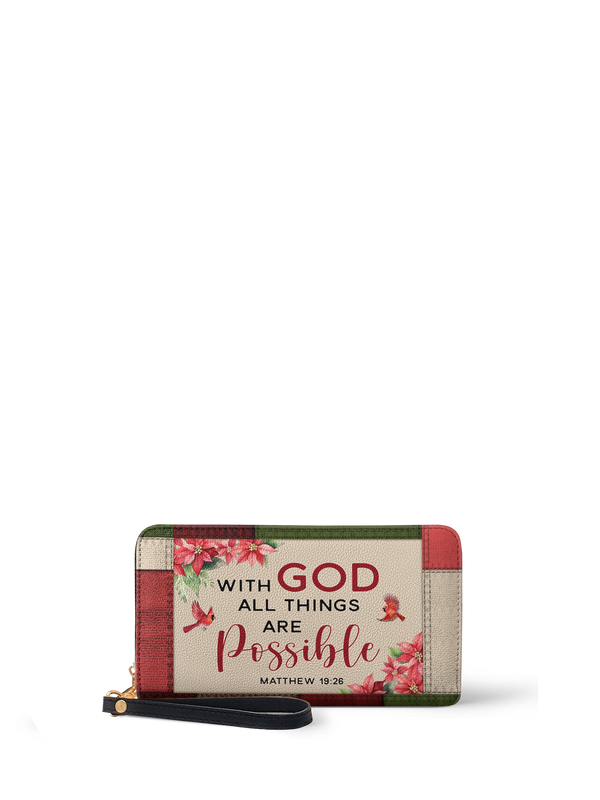 Hope Matthew 19:26 Christian Leather Wallet